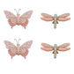 Set of Four Pink And Green Polyresin Butterfly And Dragonfly Figurines
