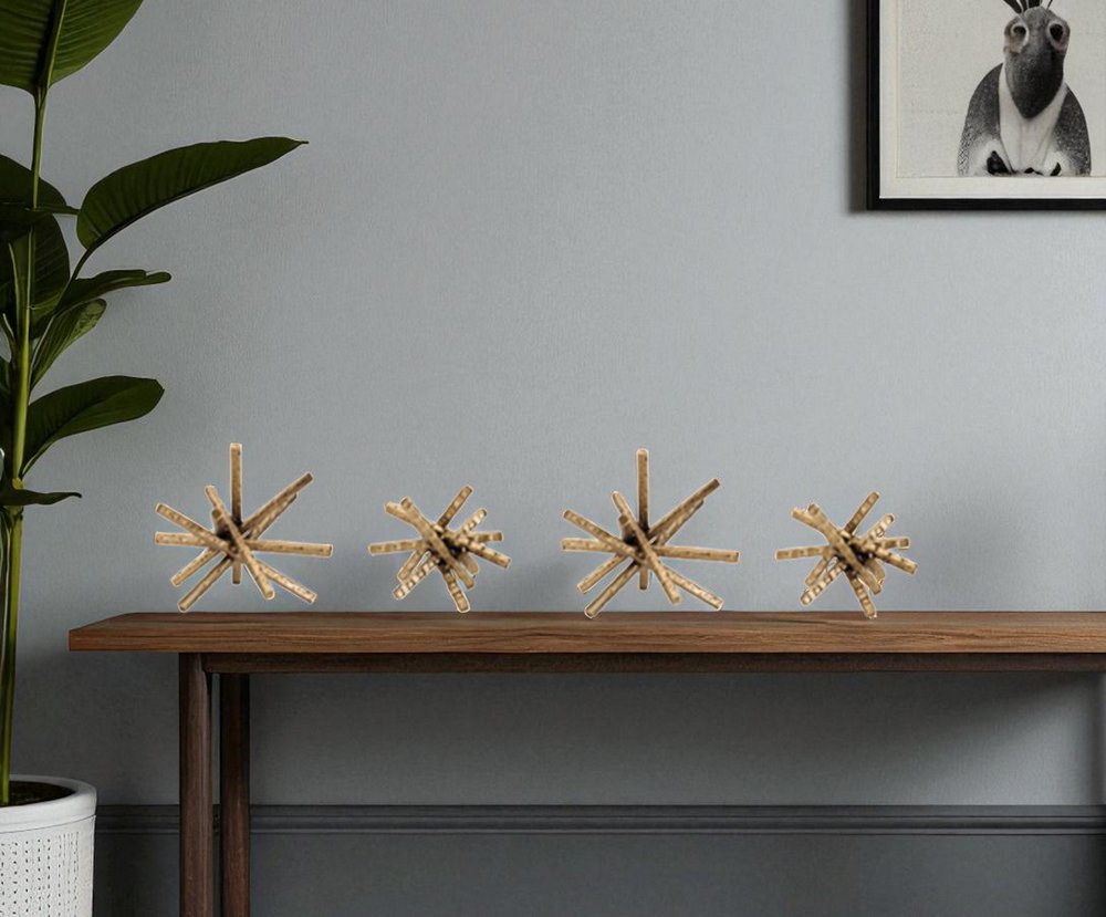 Set of Four Gold Iron Tabletop Sculpture