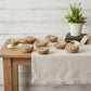 Set of Eight Brown And Blue Decorative Birds Nests With Eggs Sculptures