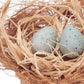 Set of Eight Brown And Blue Decorative Birds Nests With Eggs Sculptures