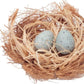 Set of Eight Brown And Blue Decorative Birds Nests With Eggs Sculptures