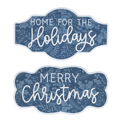 Set of Two Blue And White Christmas Home For The Holidays Wood Wall Decor