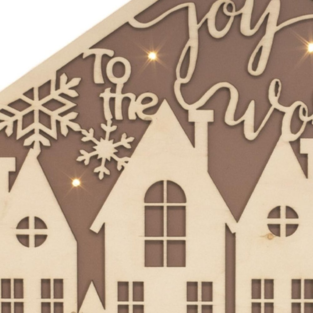 35" X 17" Beige Christmas Advent Calendar Joy to the World Wood Hanging Wall Decor
