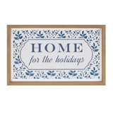 10" X 19" Blue And White Home For The Holidays Wood Framed Art