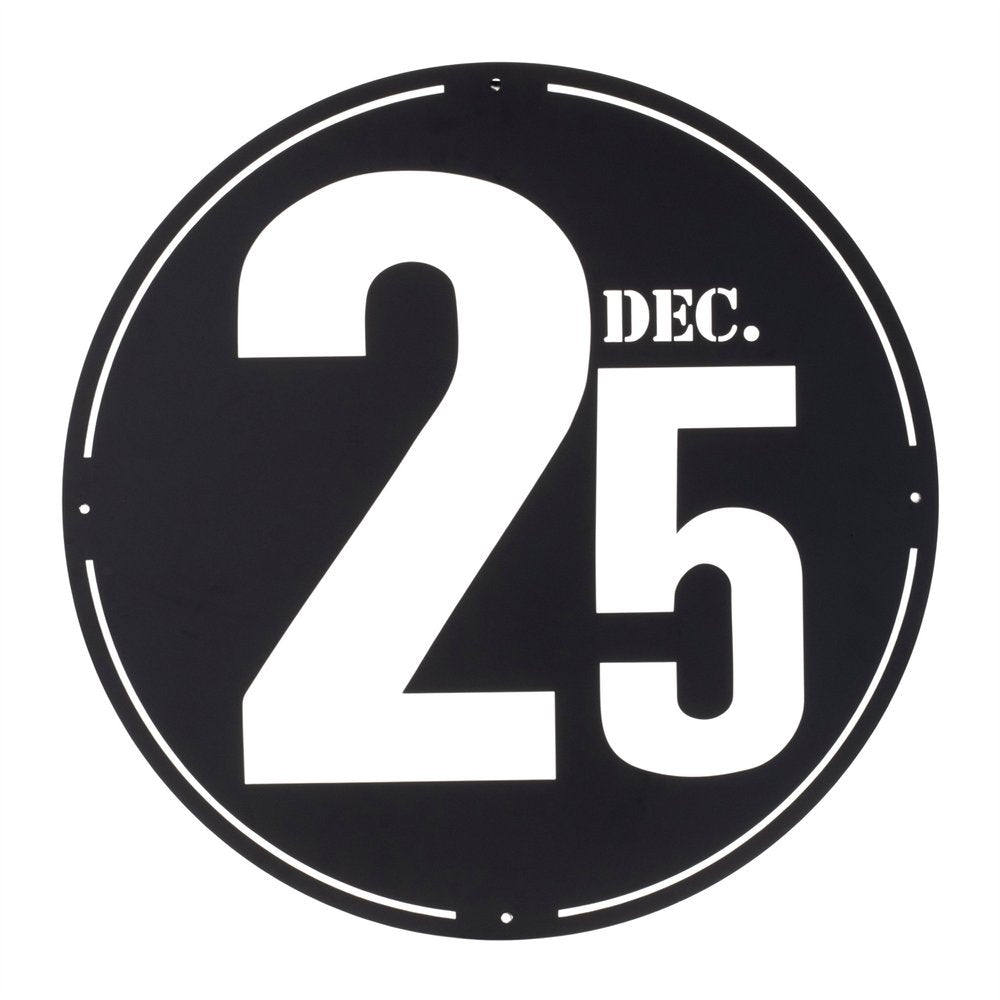 24" X 24" Black Christmas Dec 25th Iron Circle Hanging Wall Decor