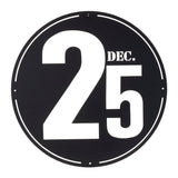 24" X 24" Black Christmas Dec 25th Iron Circle Hanging Wall Decor
