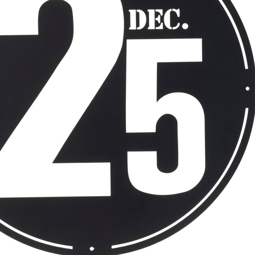24" X 24" Black Christmas Dec 25th Iron Circle Hanging Wall Decor