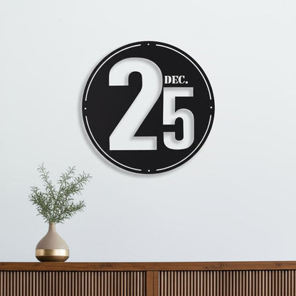 24" X 24" Black Christmas Dec 25th Iron Circle Hanging Wall Decor