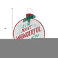 18" X 14" White Green And Red Metal Christmas Ball Hanging Wall Decor