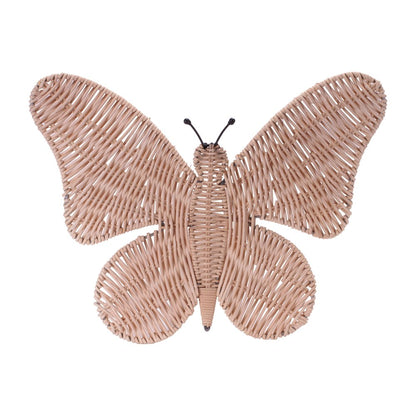 14" X 18" Natural Butterfly Rattan Hanging Dimensional Sculpture
