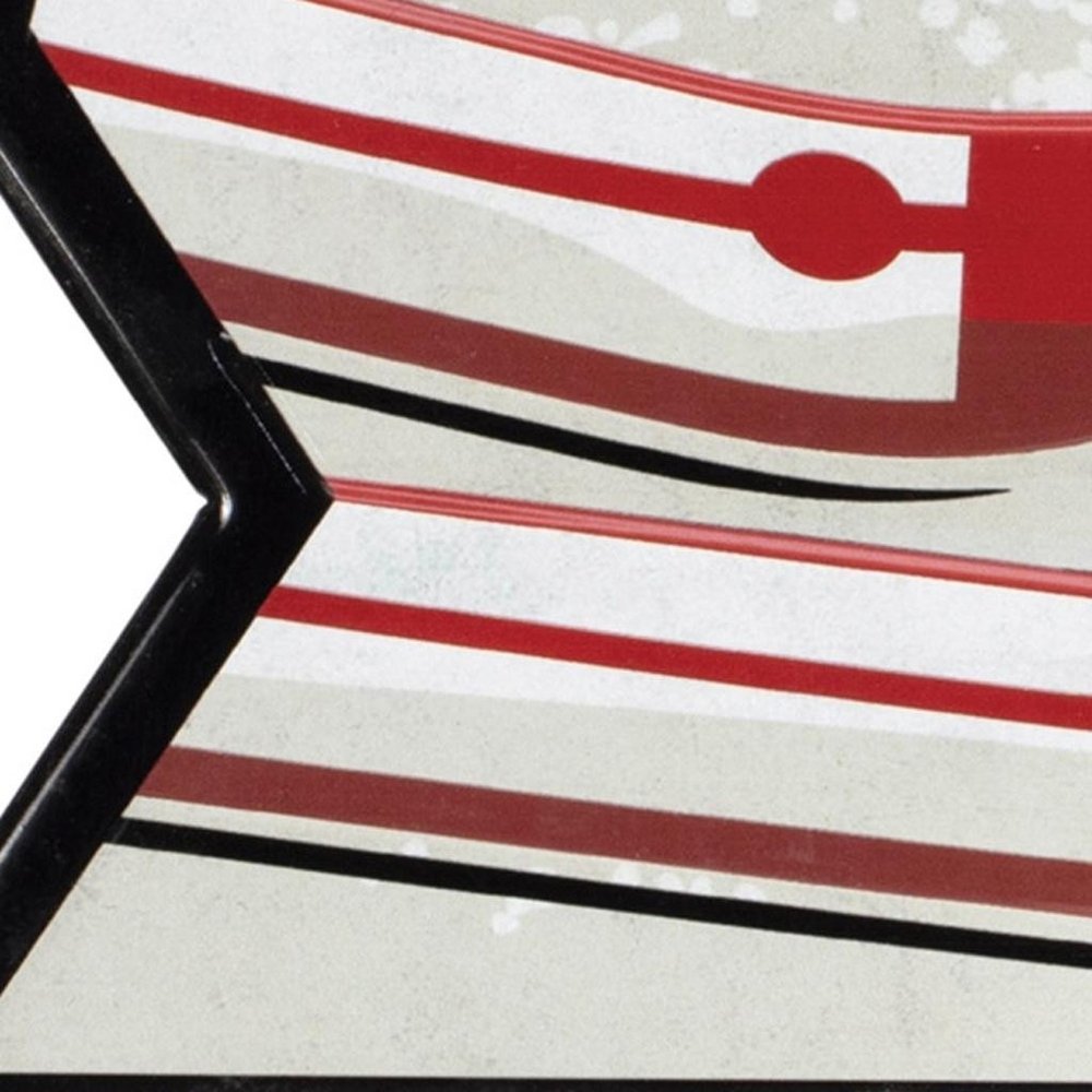 Set of Two Black Red And White Ski Lessons Metal Hanging Wall Decor