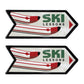 Set of Two Black Red And White Ski Lessons Metal Hanging Wall Decor