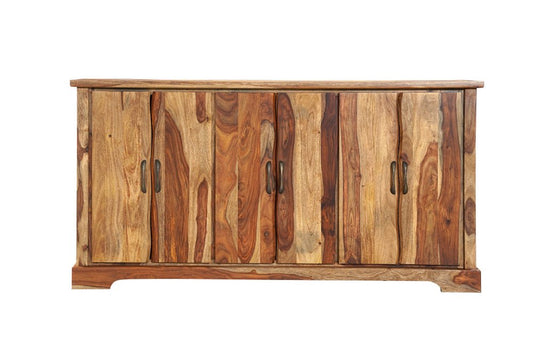 72" Brown Solid Wood Live Edge Sideboard with Six Doors
