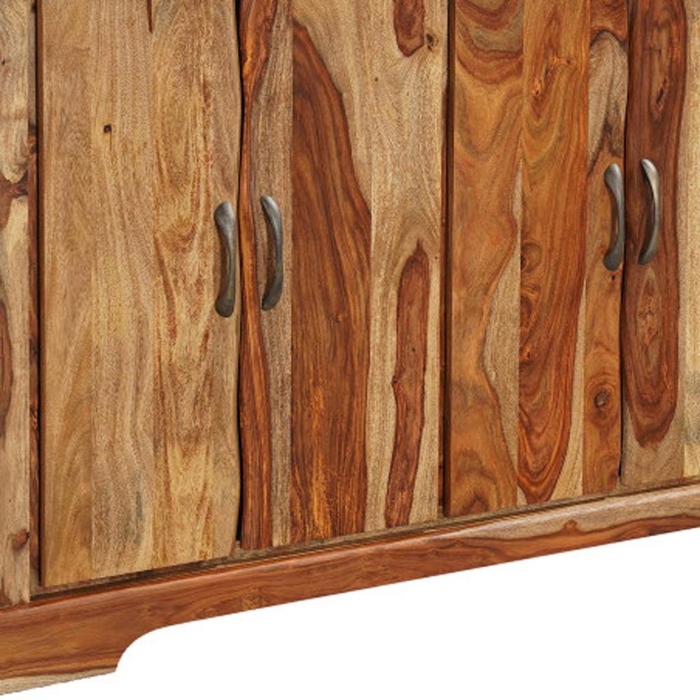 72" Brown Solid Wood Live Edge Sideboard with Six Doors