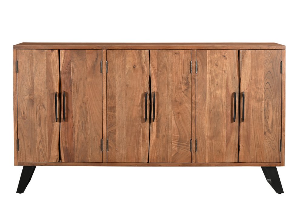 69" Brown Solid Wood Live Edge Sideboard with Six Doors