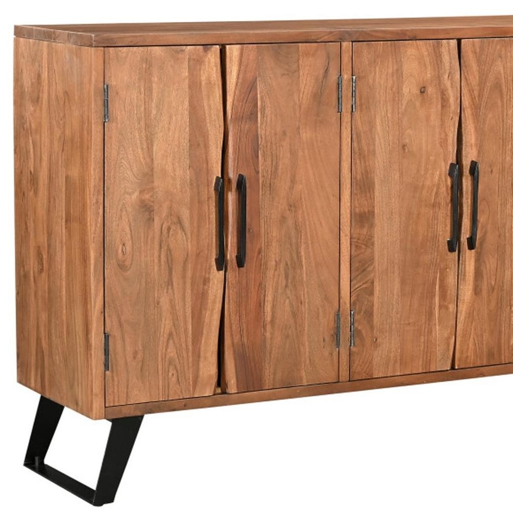 69" Brown Solid Wood Live Edge Sideboard with Six Doors