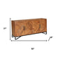 82" Brown Solid Wood Carved Geometric Sideboard with Four Doors