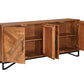 82" Brown Solid Wood Carved Geometric Sideboard with Four Doors