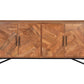 82" Brown Solid Wood Carved Geometric Sideboard with Four Doors