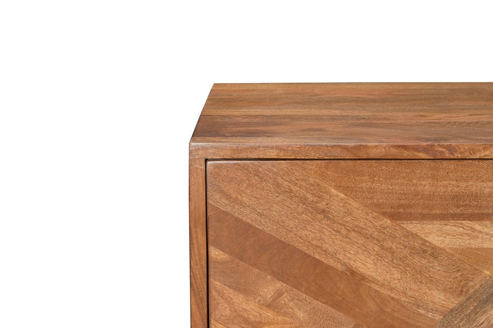 82" Brown Solid Wood Carved Geometric Sideboard with Four Doors