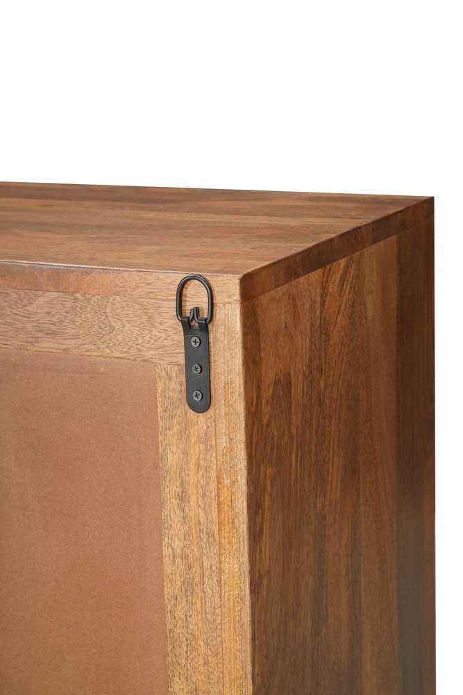 82" Brown Solid Wood Carved Geometric Sideboard with Four Doors