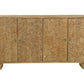70" Brown Distressed Solid Wood Carved Floral Sideboard with Four Doors