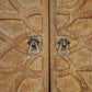 70" Brown Distressed Solid Wood Carved Floral Sideboard with Four Doors