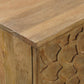 70" Brown Distressed Solid Wood Carved Floral Sideboard with Four Doors