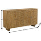 70" Brown Distressed Solid Wood Carved Floral Sideboard with Four Doors