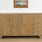 70" Brown Distressed Solid Wood Carved Floral Sideboard with Four Doors