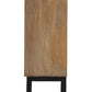 80" Brown Solid Wood Carved Geometric Sideboard with Four Doors