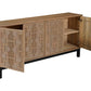 80" Brown Solid Wood Carved Geometric Sideboard with Four Doors