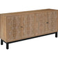80" Brown Solid Wood Carved Geometric Sideboard with Four Doors