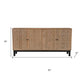 80" Brown Solid Wood Carved Geometric Sideboard with Four Doors