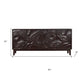 80" Dark Brown Solid Wood Carved Abstract Sideboard with Four Doors