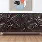 80" Dark Brown Solid Wood Carved Abstract Sideboard with Four Doors