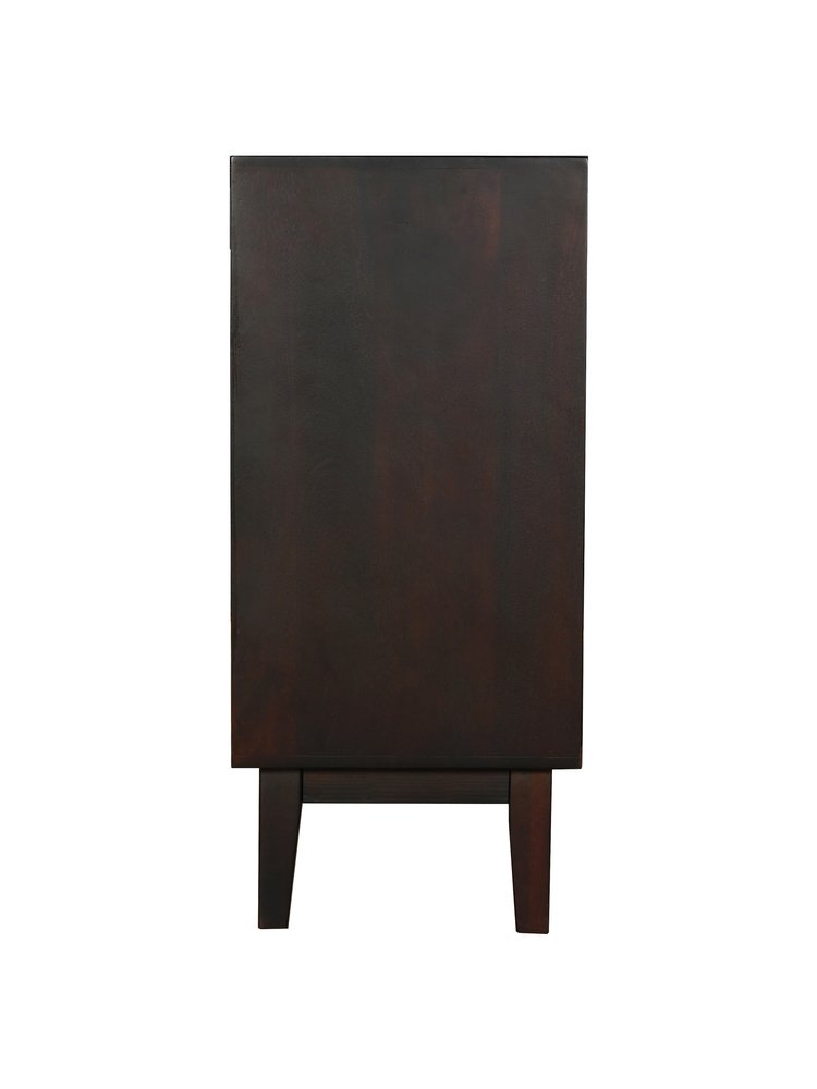 80" Dark Brown Solid Wood Carved Abstract Sideboard with Four Doors