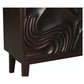 80" Dark Brown Solid Wood Carved Abstract Sideboard with Four Doors
