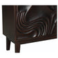 80" Dark Brown Solid Wood Carved Abstract Sideboard with Four Doors