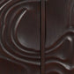 80" Dark Brown Solid Wood Carved Abstract Sideboard with Four Doors