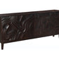 80" Dark Brown Solid Wood Carved Abstract Sideboard with Four Doors