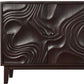 80" Dark Brown Solid Wood Carved Abstract Sideboard with Four Doors