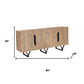 84" Beige Solid Wood Carved Geometric Sideboard with Four Doors