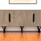 84" Beige Solid Wood Carved Geometric Sideboard with Four Doors