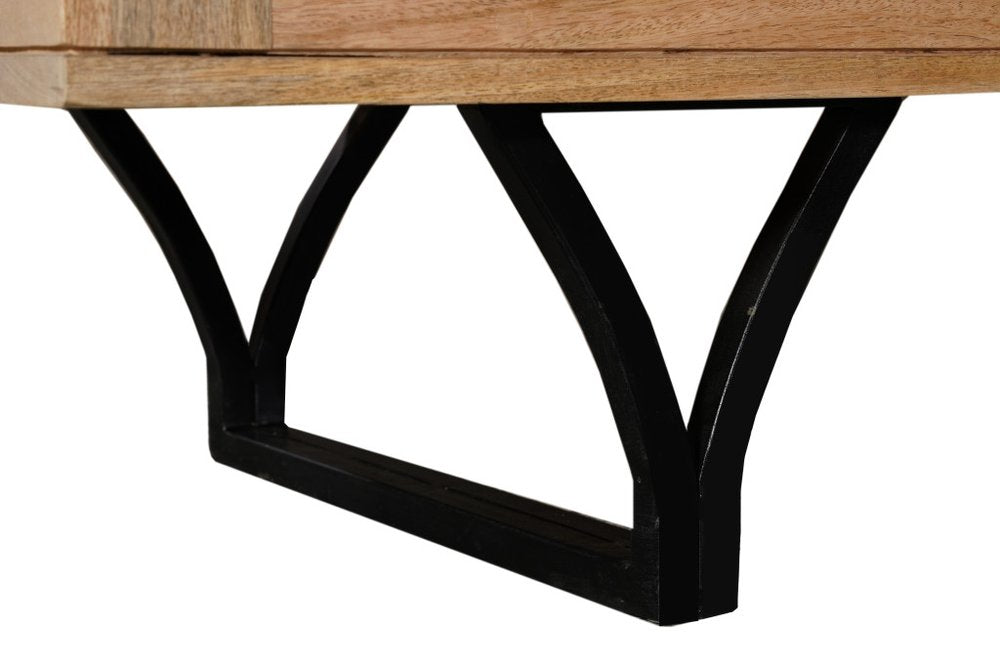 84" Beige Solid Wood Carved Geometric Sideboard with Four Doors