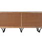 84" Beige Solid Wood Carved Geometric Sideboard with Four Doors