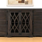 70" Dark Brown Solid Wood Carved Geometric Sideboard with Four Doors