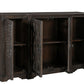 70" Dark Brown Solid Wood Carved Geometric Sideboard with Four Doors