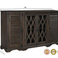 70" Dark Brown Solid Wood Carved Geometric Sideboard with Four Doors
