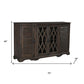 70" Dark Brown Solid Wood Carved Geometric Sideboard with Four Doors
